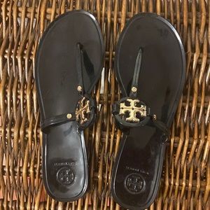 Tory Burch Black Jelly Sandals.